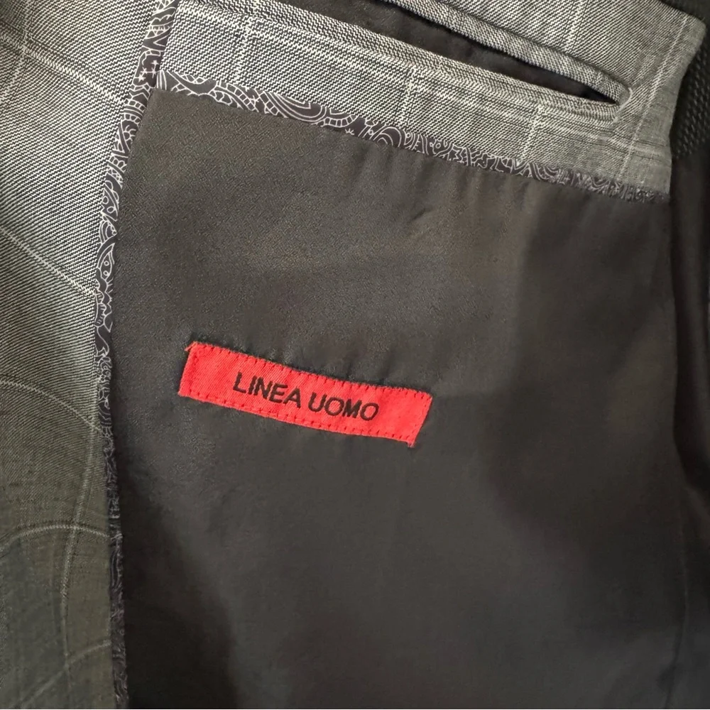 Linea Uomo Men’s Gray Checked Suit – Size 50R $85 - Picture 7 of 13